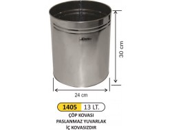 OFİS ÇÖP KOVASI PASLANMAZ 13LT 1405